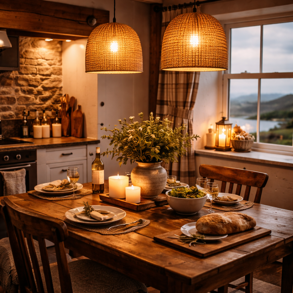 Creating a Warm Dining Atmosphere with Natural Pendant Lighting
