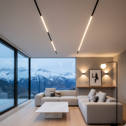 Minimalistische Beleuchtung für moderne Schweizer Häuser