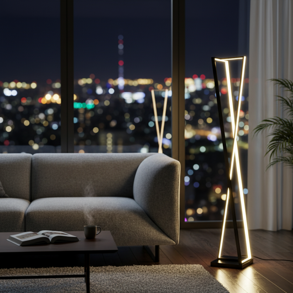 LED Stehlampe – Spiralform Design, Standlampe, Warmweiß, Modern