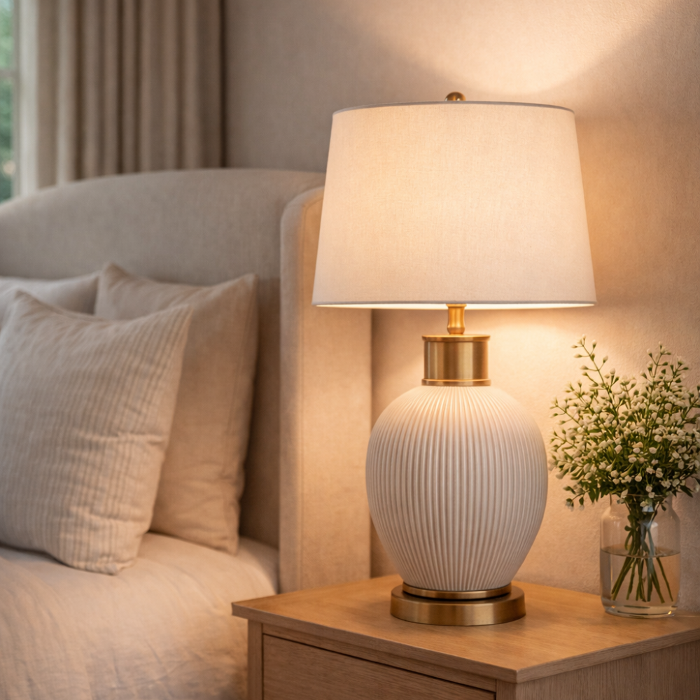 Ceramic Table Lamp with Fabric Shade