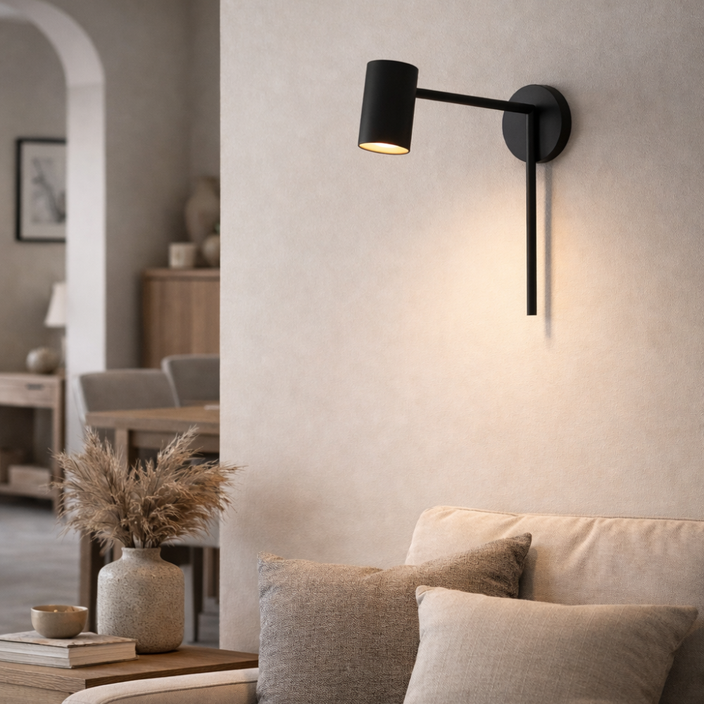 Black Adjustable Wall Reading Light with Swing Arm
