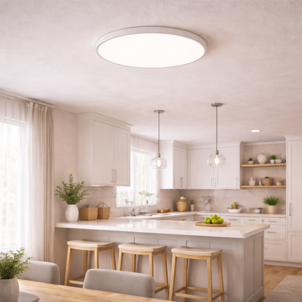Round LED Flush Mount Ceiling Light with Slim Profile for Kitchen and Bedroom