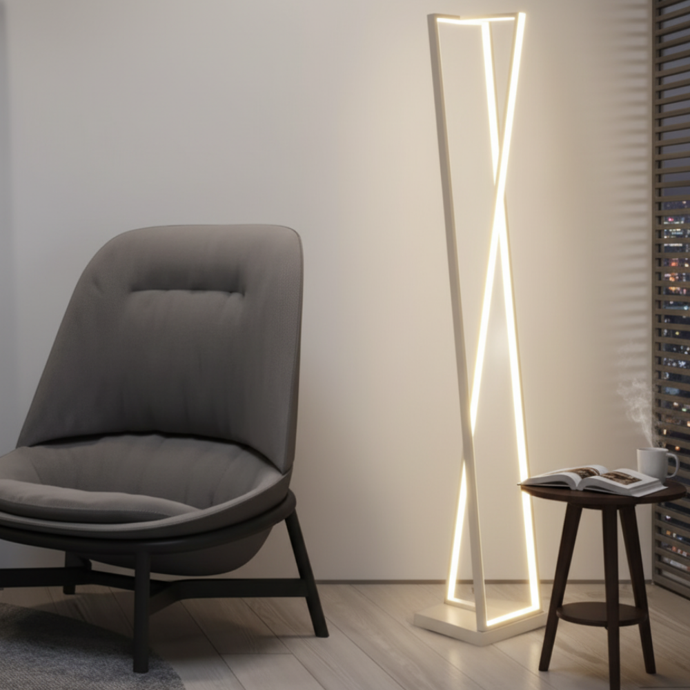 LED Stehlampe – Spiralform Design, Standlampe, Warmweiß, Modern