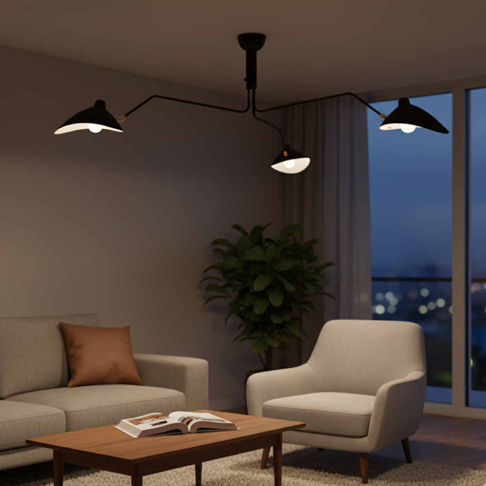 Deckenleuchte – Dreifach-Schwenkleuchte im Mid-Century-Stil