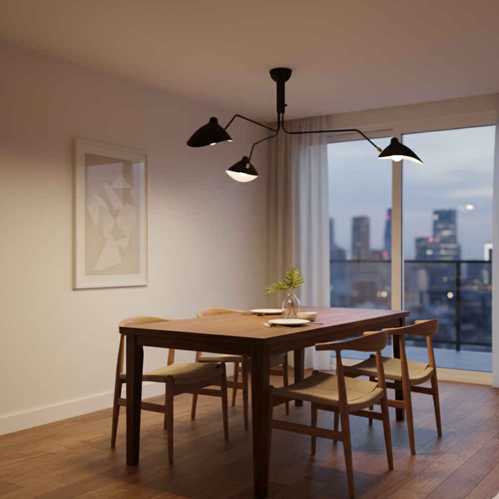 Deckenleuchte – Dreifach-Schwenkleuchte im Mid-Century-Stil