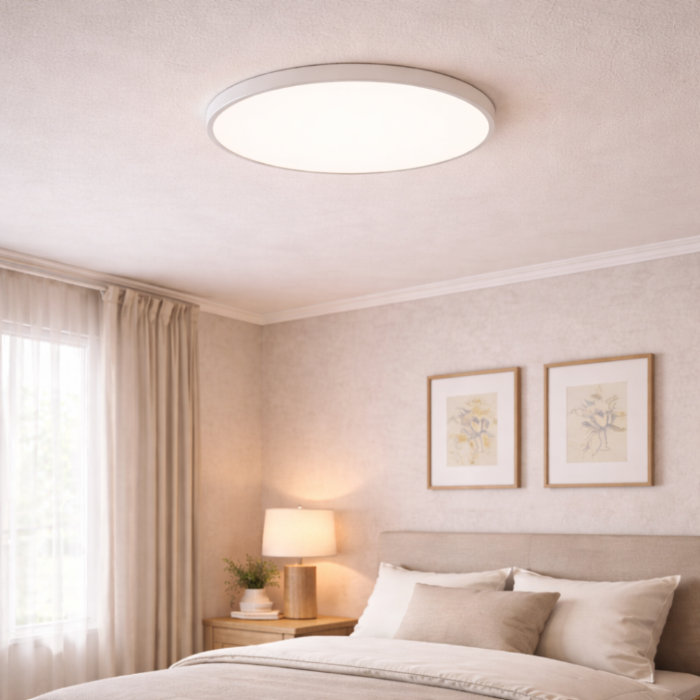 Round LED Flush Mount Ceiling Light with Slim Profile for Kitchen and Bedroom